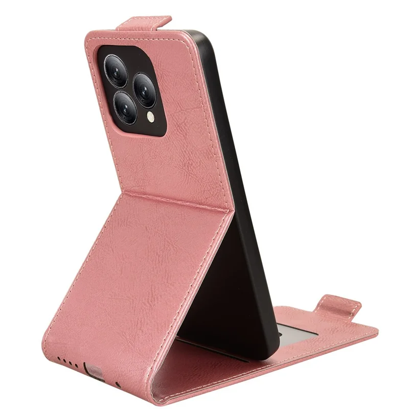 For Cubot A40 Stand Case Magnetic Clasp Vertical Flip Leather Phone Cover with Card Holder - Rose Gold