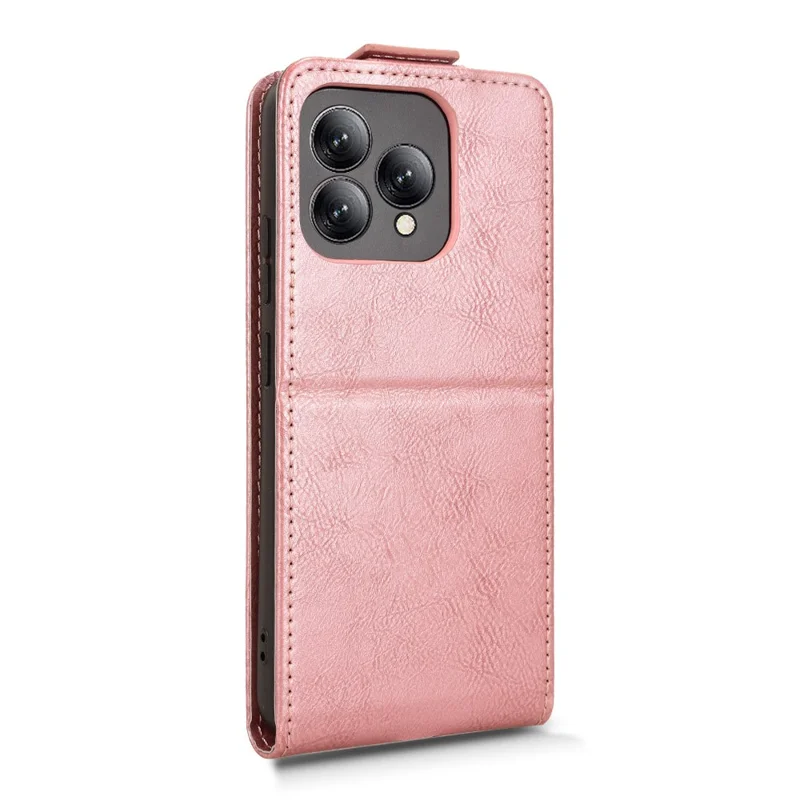 For Cubot A40 Stand Case Magnetic Clasp Vertical Flip Leather Phone Cover with Card Holder - Rose Gold