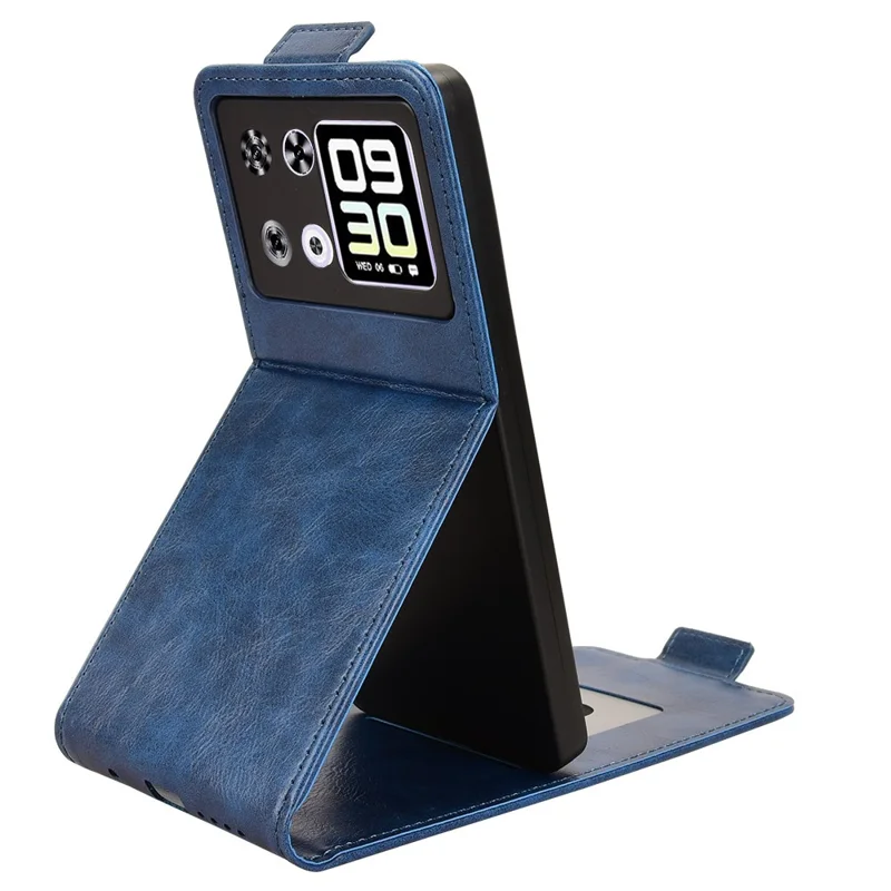 For Cubot P90 Stand Case Magnetic Clasp Vertical Flip Leather Phone Cover with Card Holder - Dark Blue
