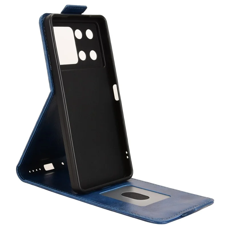For Cubot P90 Stand Case Magnetic Clasp Vertical Flip Leather Phone Cover with Card Holder - Dark Blue