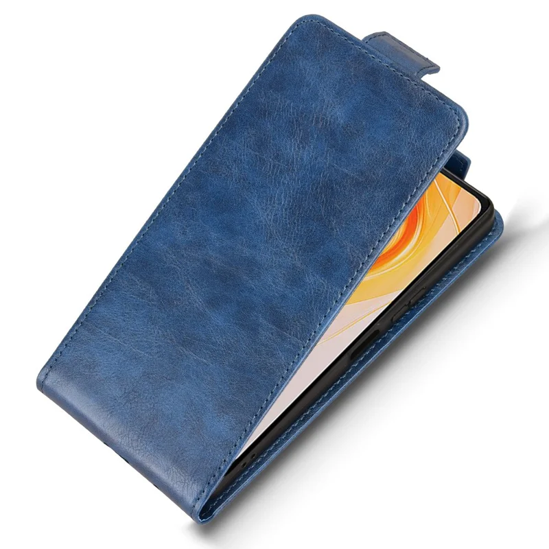 For Cubot P90 Stand Case Magnetic Clasp Vertical Flip Leather Phone Cover with Card Holder - Dark Blue