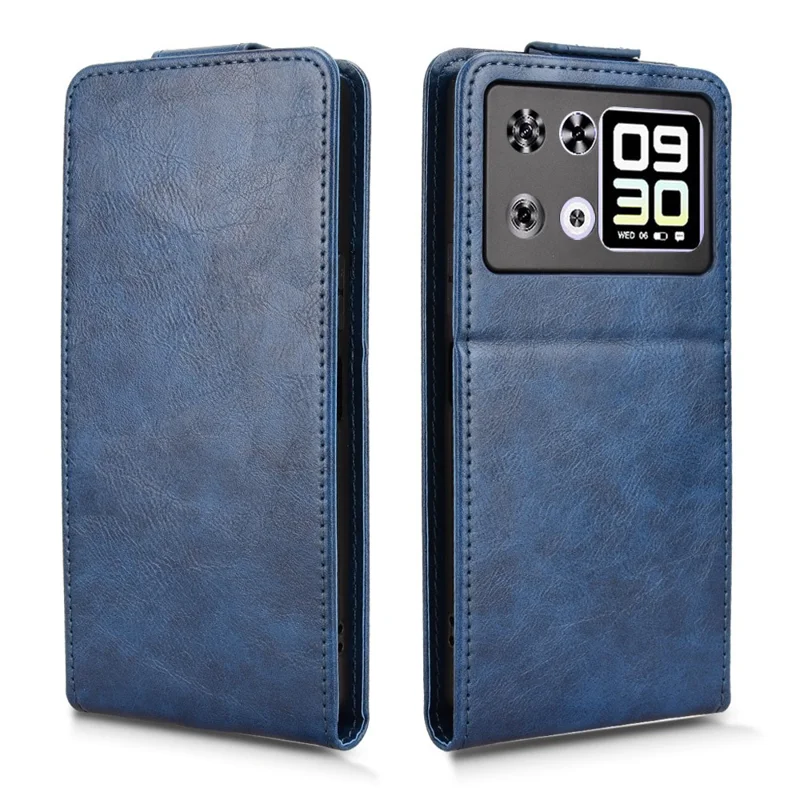 For Cubot P90 Stand Case Magnetic Clasp Vertical Flip Leather Phone Cover with Card Holder - Dark Blue