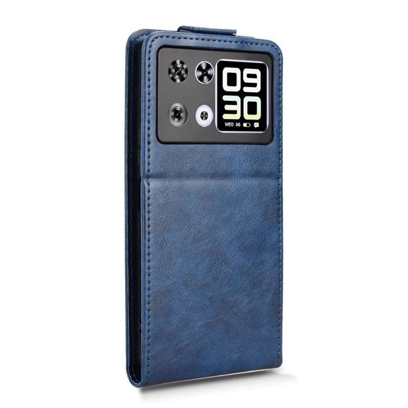 For Cubot P90 Stand Case Magnetic Clasp Vertical Flip Leather Phone Cover with Card Holder - Dark Blue
