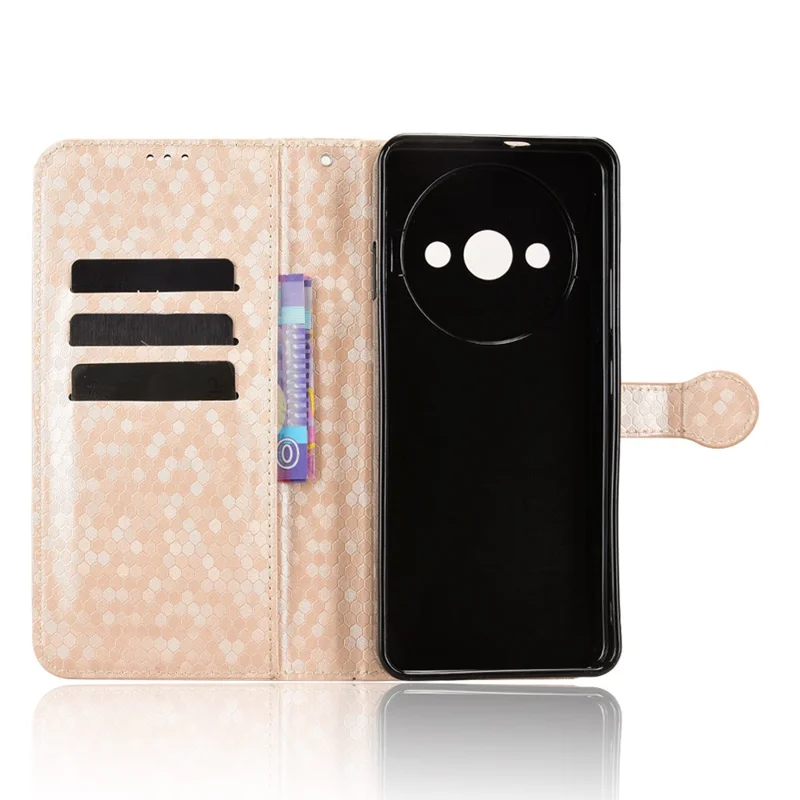 For Oukitel C59 Pro  /  C59 Wallet Case Dot Pattern Imprint PU Leather Phone Cover with Wrist Strap - Rose Gold