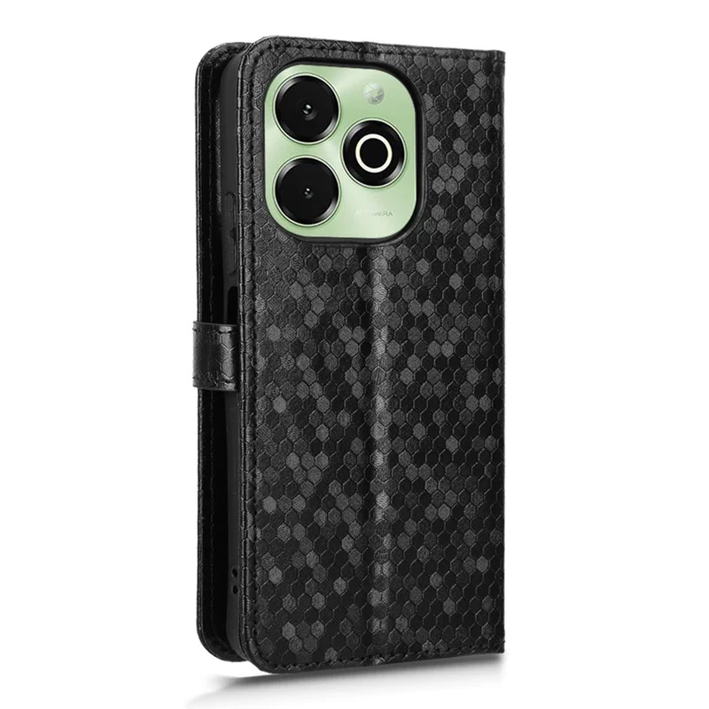 Funda tipo cartera para Umidigi G9x 4G / G100x 4G con patrón de puntos, cuero PU impreso, con correa de muñeca - Negro