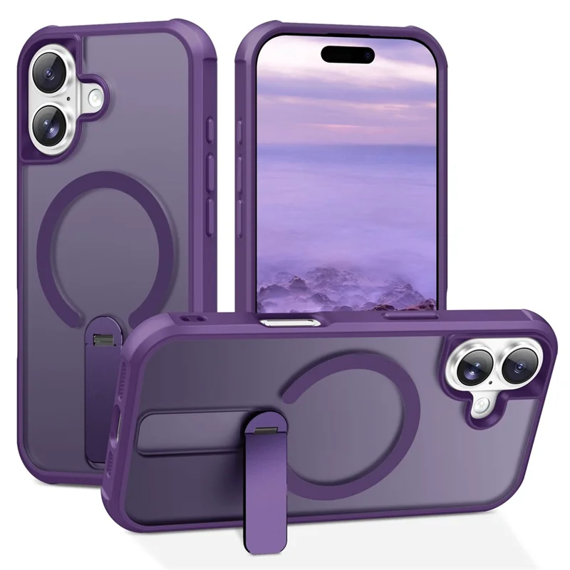For iPhone 17 Case Compatible with MagSafe Kickstand TPU + PC Drop Protection Phone Cover - Purple