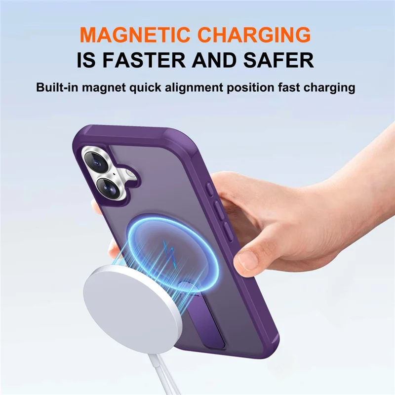 For iPhone 17 Case Compatible with MagSafe Kickstand TPU + PC Drop Protection Phone Cover - Purple