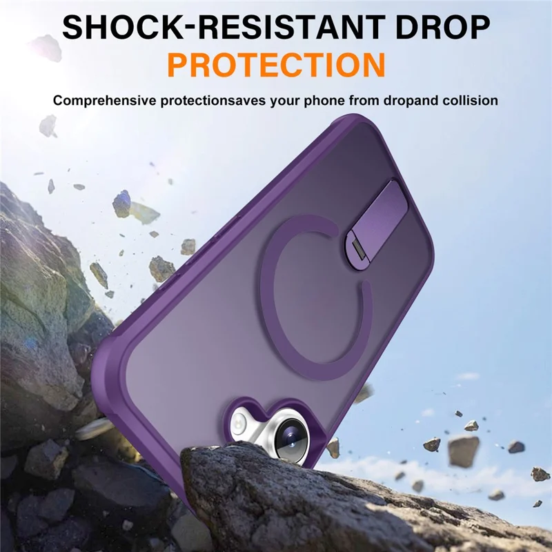 For iPhone 17 Case Compatible with MagSafe Kickstand TPU + PC Drop Protection Phone Cover - Purple