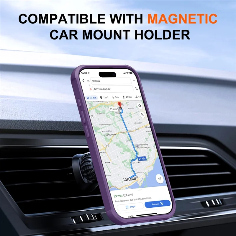 For iPhone 17 Case Compatible with MagSafe Kickstand TPU + PC Drop Protection Phone Cover - Purple