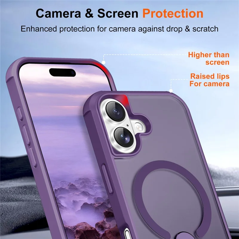 For iPhone 17 Case Compatible with MagSafe Kickstand TPU + PC Drop Protection Phone Cover - Purple