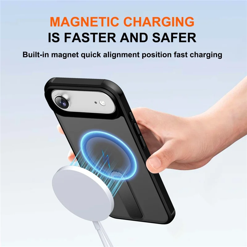 For iPhone Air Case Compatible with MagSafe Kickstand TPU + PC Drop Protection Phone Cover - Black