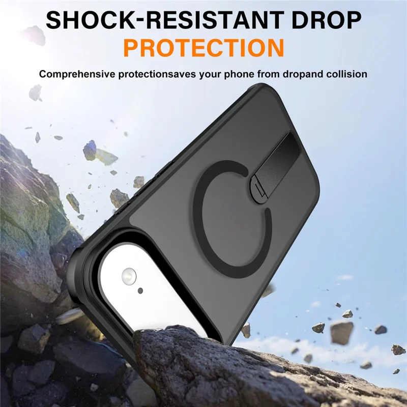 For iPhone Air Case Compatible with MagSafe Kickstand TPU + PC Drop Protection Phone Cover - Black