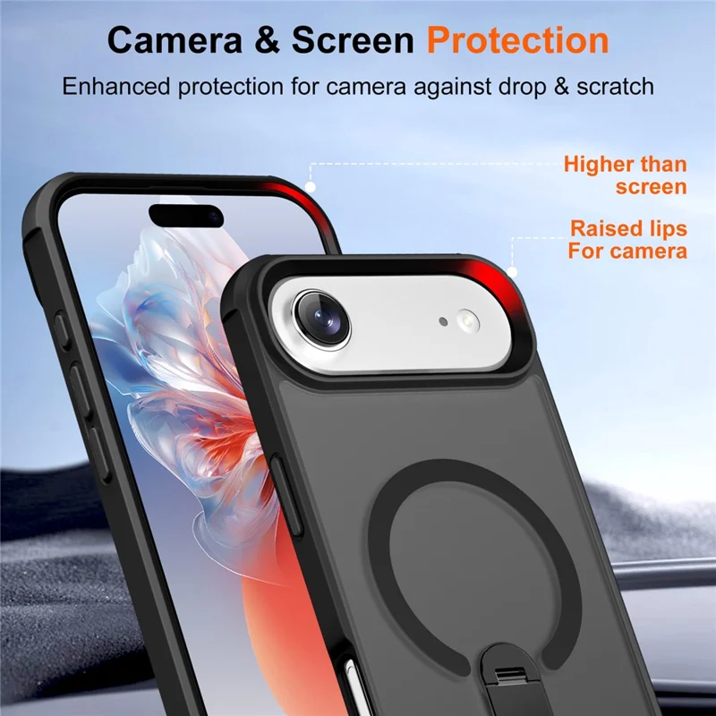 For iPhone Air Case Compatible with MagSafe Kickstand TPU + PC Drop Protection Phone Cover - Black