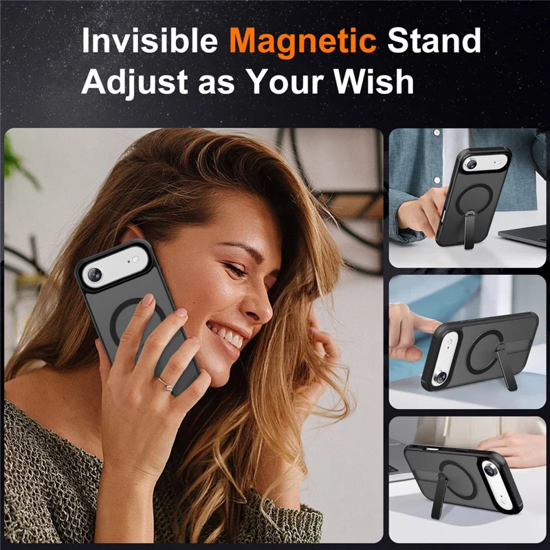 For iPhone Air Case Compatible with MagSafe Kickstand TPU + PC Drop Protection Phone Cover - Black