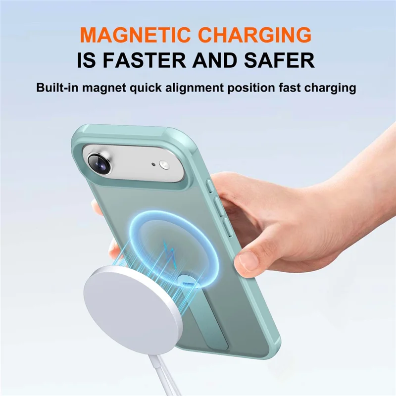 For iPhone Air Case Compatible with MagSafe Kickstand TPU + PC Drop Protection Phone Cover - Lake Blue