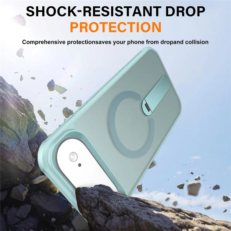 For iPhone Air Case Compatible with MagSafe Kickstand TPU + PC Drop Protection Phone Cover - Lake Blue