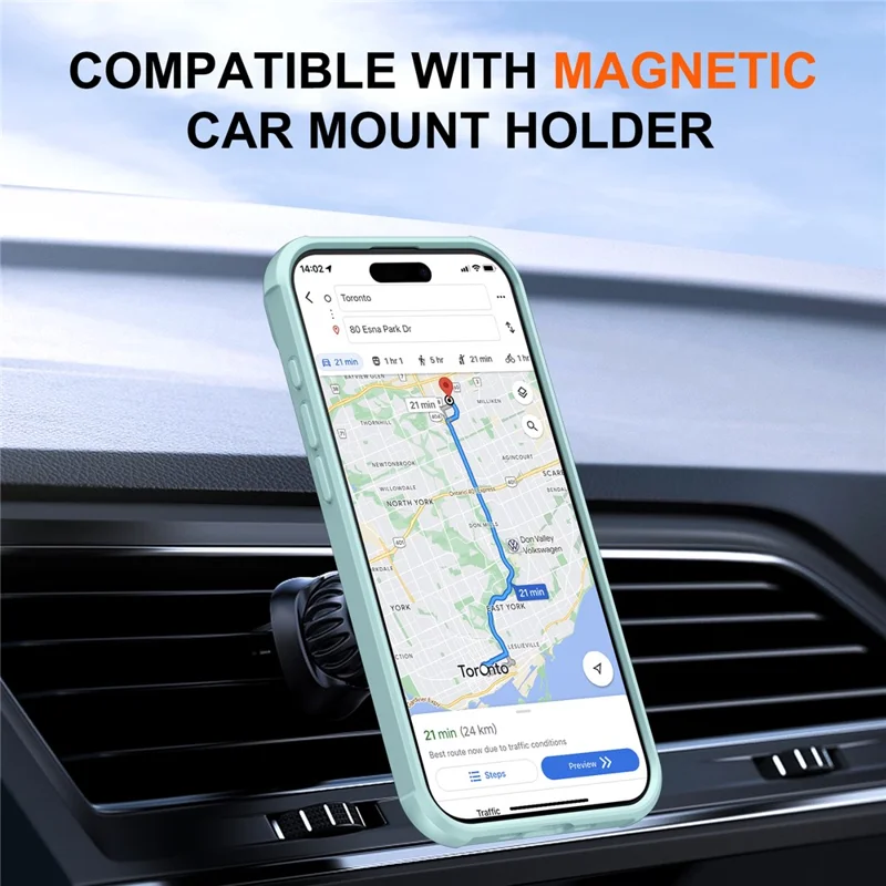 For iPhone Air Case Compatible with MagSafe Kickstand TPU + PC Drop Protection Phone Cover - Lake Blue