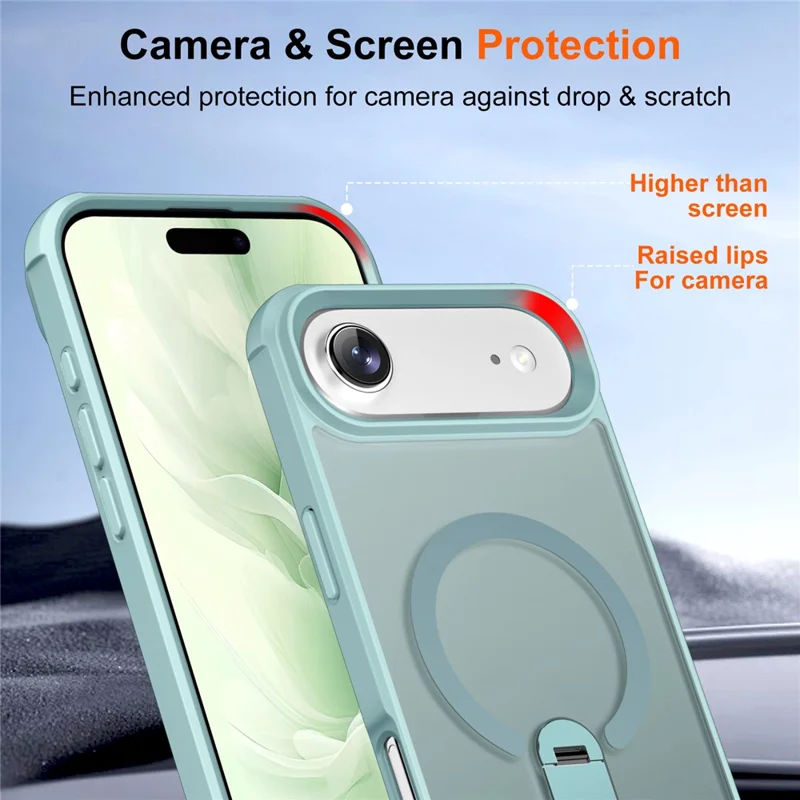 For iPhone Air Case Compatible with MagSafe Kickstand TPU + PC Drop Protection Phone Cover - Lake Blue