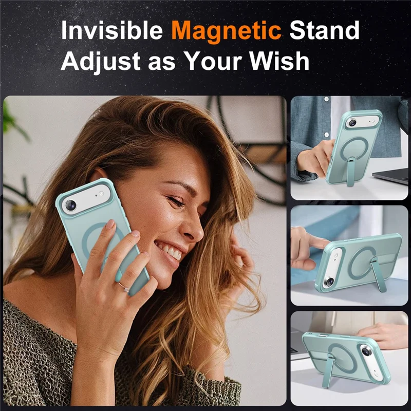 For iPhone Air Case Compatible with MagSafe Kickstand TPU + PC Drop Protection Phone Cover - Lake Blue