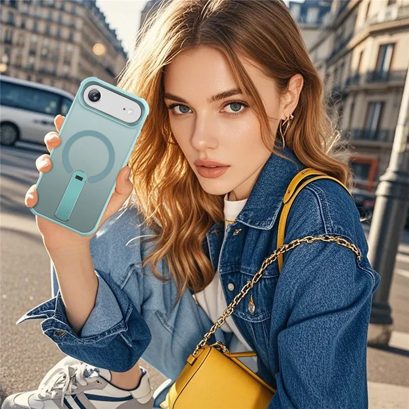 For iPhone Air Case Compatible with MagSafe Kickstand TPU + PC Drop Protection Phone Cover - Lake Blue
