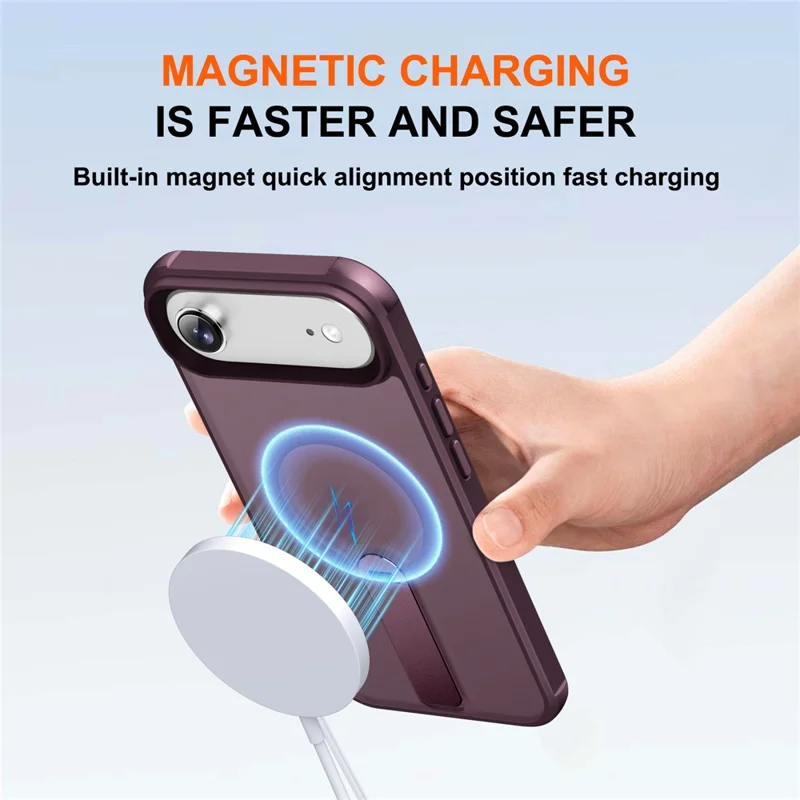 For iPhone Air Case Compatible with MagSafe Kickstand TPU + PC Drop Protection Phone Cover - Wine Red