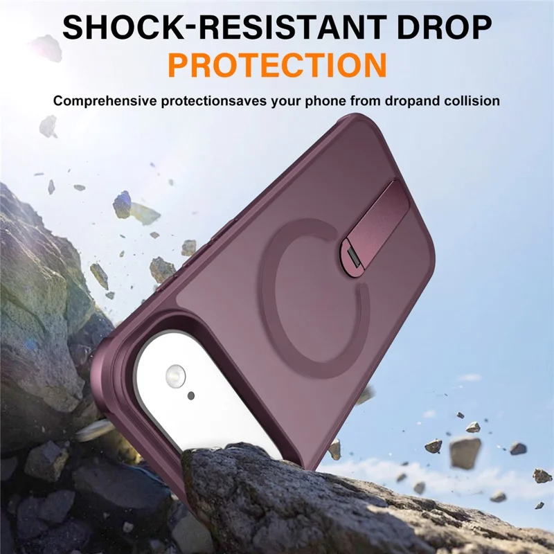 For iPhone Air Case Compatible with MagSafe Kickstand TPU + PC Drop Protection Phone Cover - Wine Red