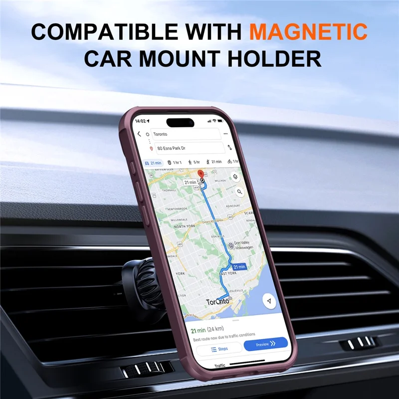 For iPhone Air Case Compatible with MagSafe Kickstand TPU + PC Drop Protection Phone Cover - Wine Red