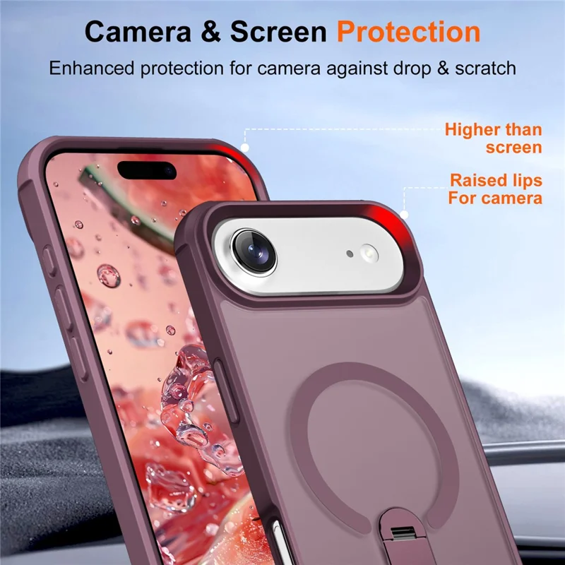 For iPhone Air Case Compatible with MagSafe Kickstand TPU + PC Drop Protection Phone Cover - Wine Red