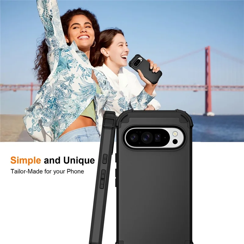 For Google Pixel 10 / 10 Pro Case Shockproof PC + TPU Phone Back Cover - Black