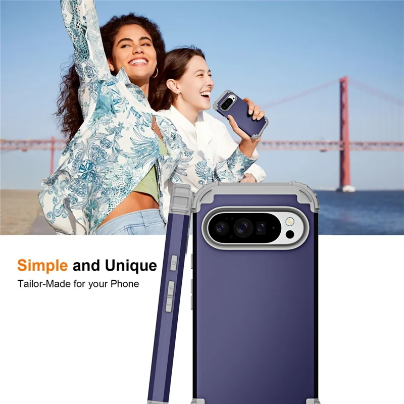 For Google Pixel 10 Pro XL Case Shockproof PC + TPU Phone Back Cover - Navy Blue