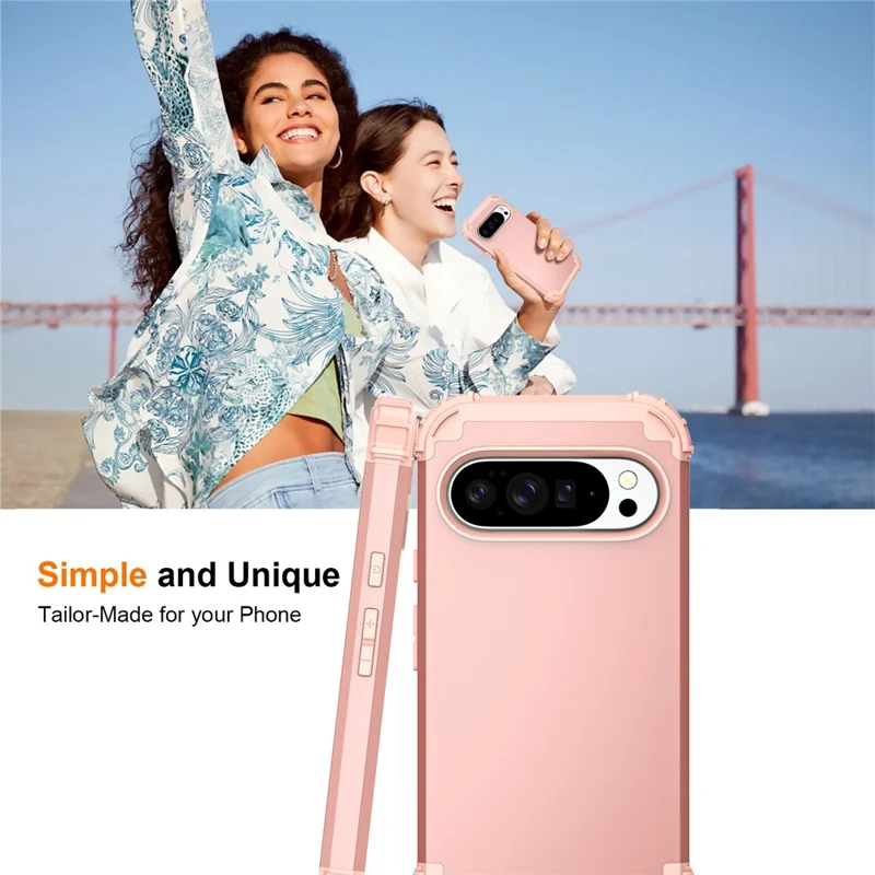 For Google Pixel 10 Pro XL Case Shockproof PC + TPU Phone Back Cover - Rose Gold