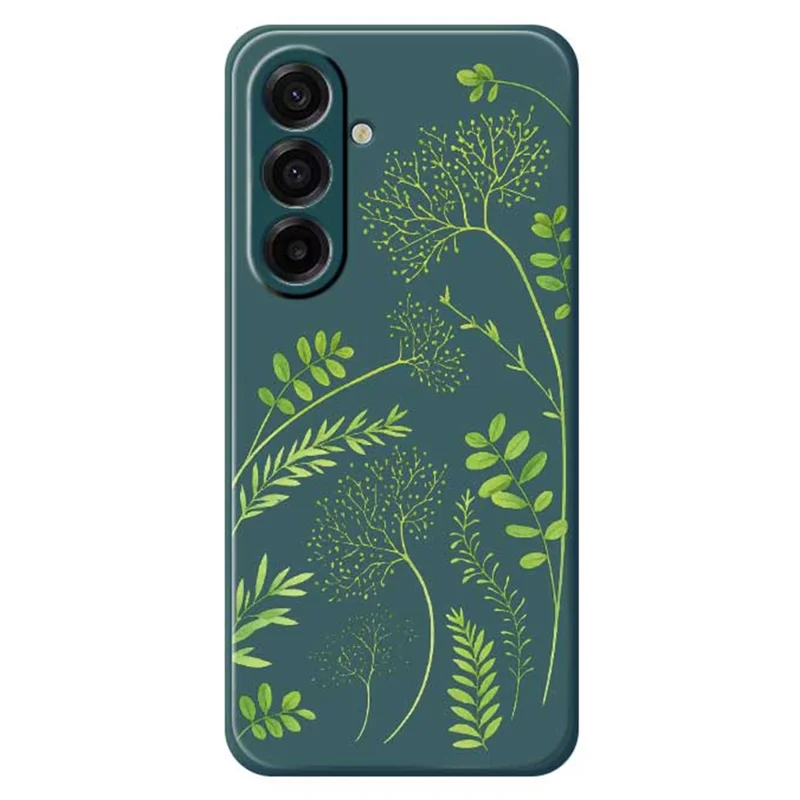 For Samsung Galaxy A17 5G / A17 4G Case Leaves Pattern Printing Straight Edge TPU Phone Back Cover - Green