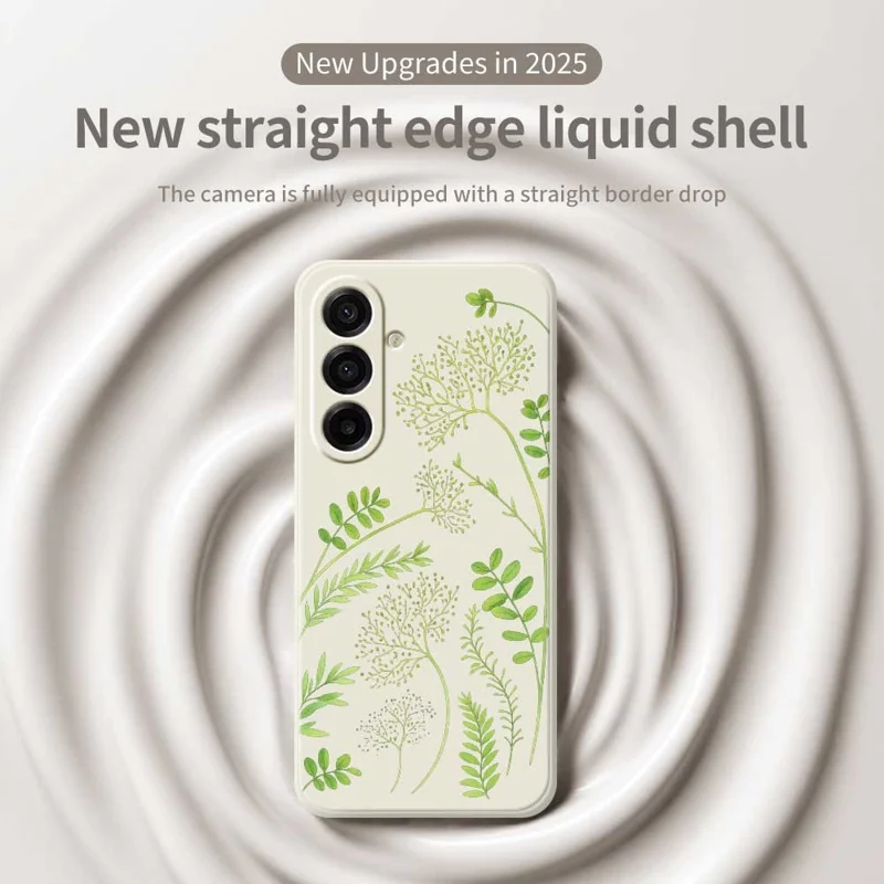 For Samsung Galaxy A17 5G / A17 4G Case Leaves Pattern Printing Straight Edge TPU Phone Back Cover - Green