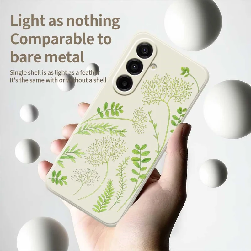 For Samsung Galaxy A17 5G / A17 4G Case Leaves Pattern Printing Straight Edge TPU Phone Back Cover - Green