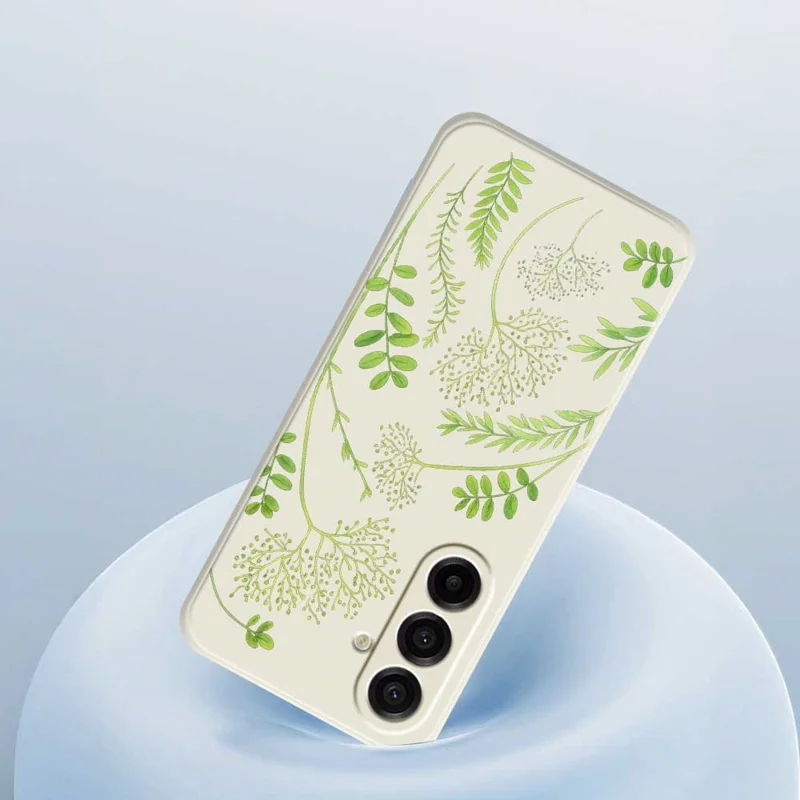 For Samsung Galaxy A17 5G / A17 4G Case Leaves Pattern Printing Straight Edge TPU Phone Back Cover - Green