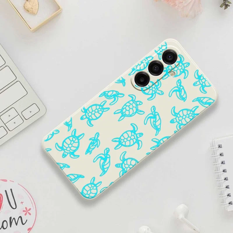 For Samsung Galaxy A17 5G / A17 4G Case Tortoise Pattern Printing Straight Edge TPU Phone Back Cover - Green