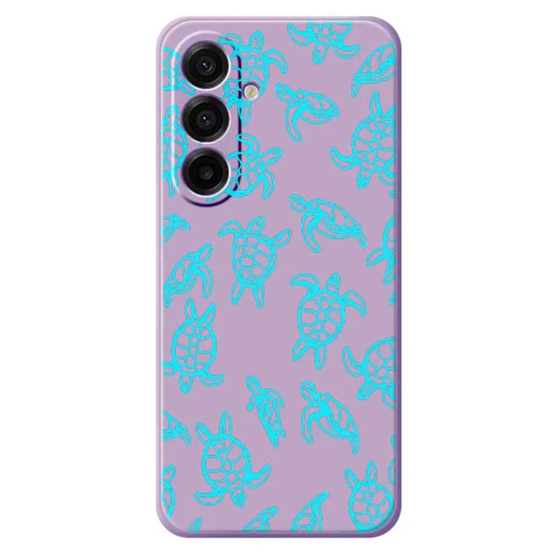 For Samsung Galaxy A17 5G / A17 4G Case Tortoise Pattern Printing Straight Edge TPU Phone Back Cover - Purple
