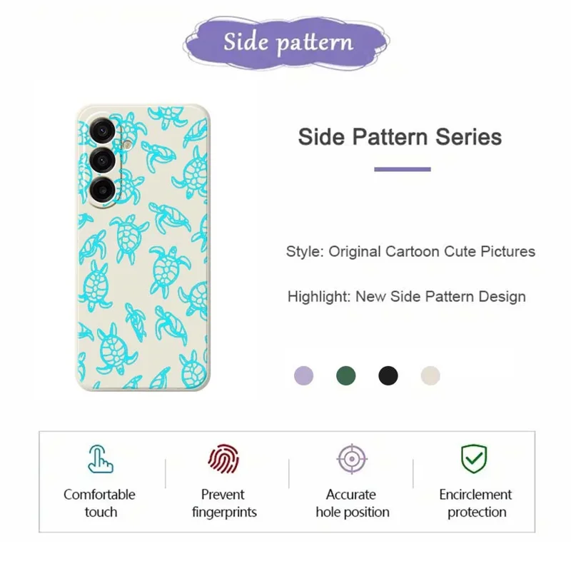 For Samsung Galaxy A17 5G / A17 4G Case Tortoise Pattern Printing Straight Edge TPU Phone Back Cover - Purple