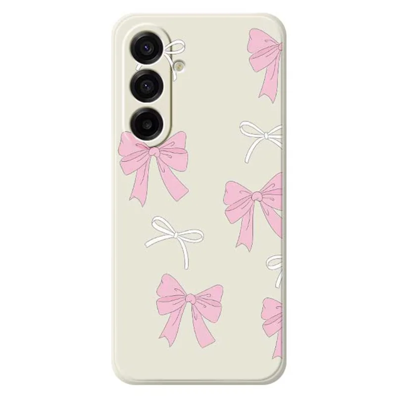 Voor Samsung Galaxy A17 5G / A17 4G hoesje met roze strikkenpatroon rechte rand TPU telefoon achterkant - Beige