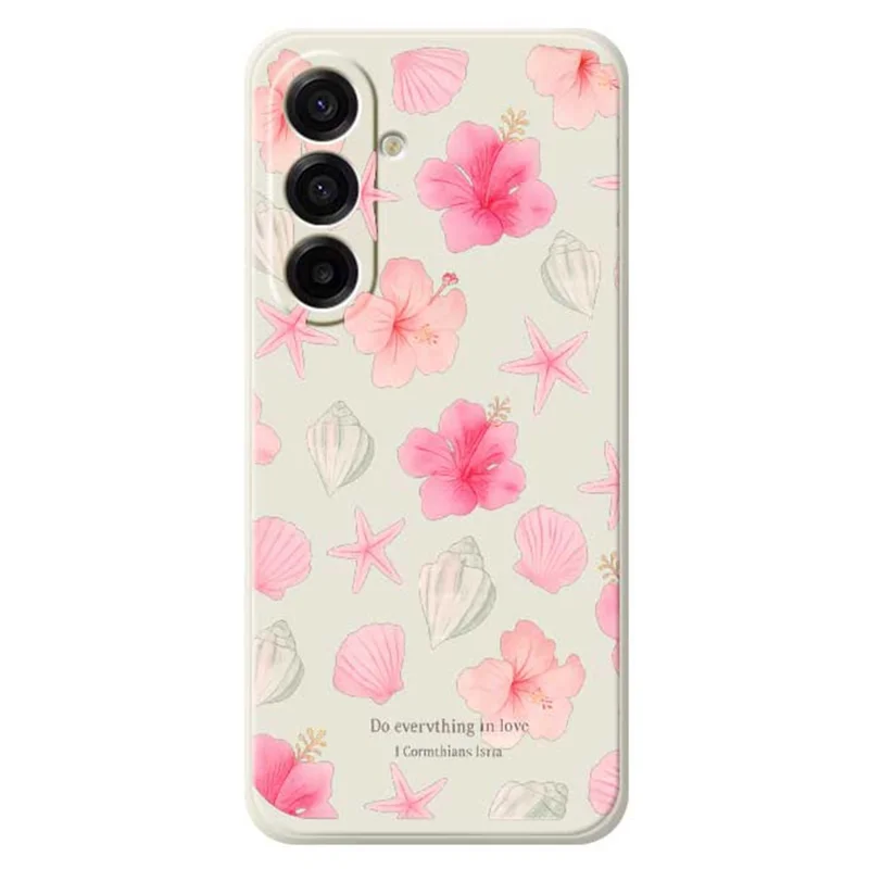 Étui pour Samsung Galaxy A17 5G Coque Motif Fleurs de Pêcher Impression Bord Droit TPU Housse Arrière de Téléphone - Beige