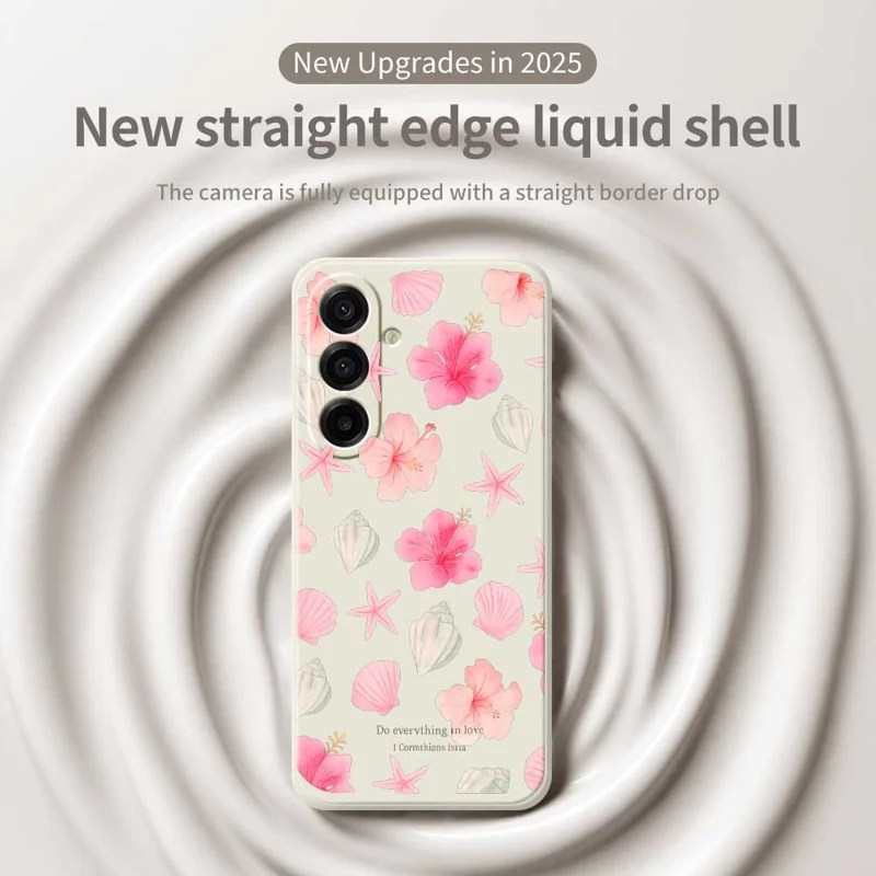 Étui pour Samsung Galaxy A17 5G Coque Motif Fleurs de Pêcher Impression Bord Droit TPU Housse Arrière de Téléphone - Beige
