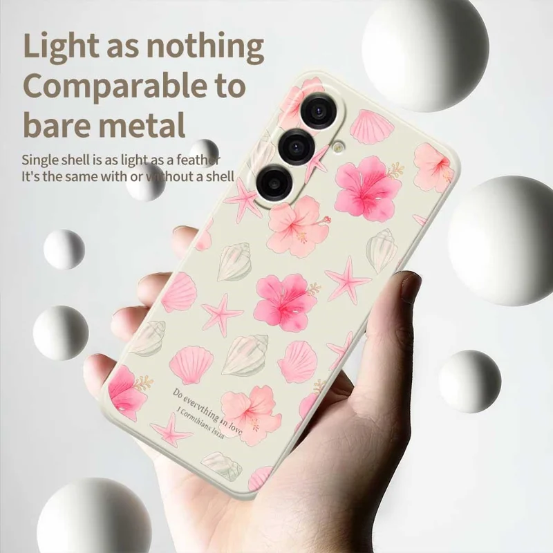 Étui pour Samsung Galaxy A17 5G Coque Motif Fleurs de Pêcher Impression Bord Droit TPU Housse Arrière de Téléphone - Beige