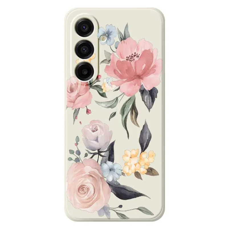 For Samsung Galaxy A17 5G / A17 4G Case Big Flowers Pattern Printing Straight Edge TPU Phone Back Cover - Beige