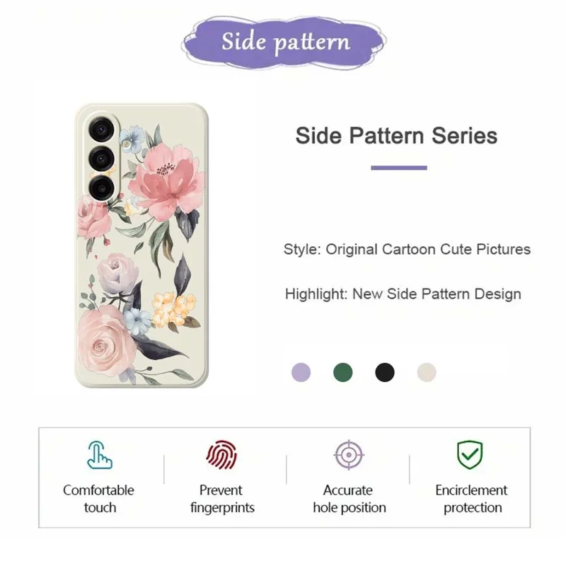 For Samsung Galaxy A17 5G / A17 4G Case Big Flowers Pattern Printing Straight Edge TPU Phone Back Cover - Beige