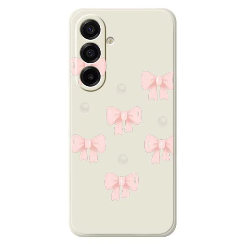 Étui Samsung Galaxy A17 5G Motif Nœuds Impression Bord Droit Coque de Téléphone TPU - Beige