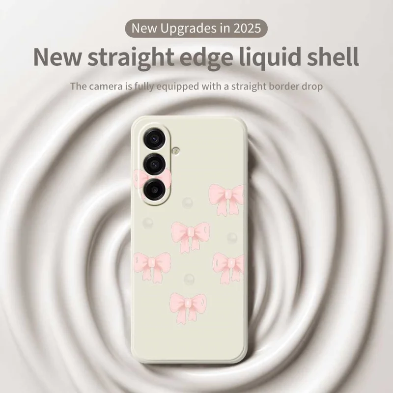 Étui Samsung Galaxy A17 5G Motif Nœuds Impression Bord Droit Coque de Téléphone TPU - Beige