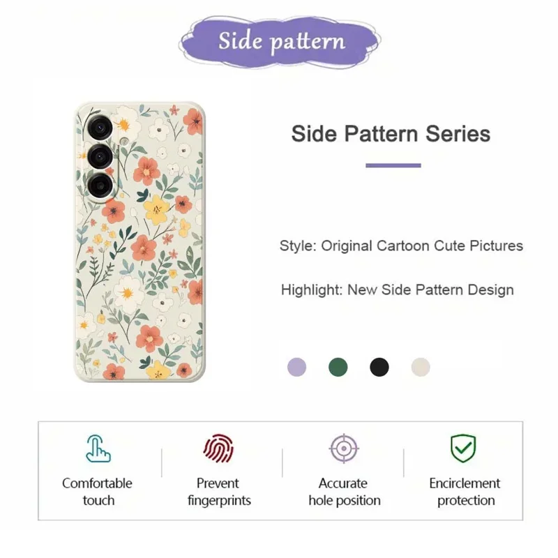 Coque pour Samsung Galaxy A17 5G - Motif Jardin Fleuri, Bord Droit, Couverture Arrière en TPU - Beige