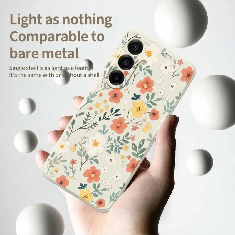 Coque pour Samsung Galaxy A17 5G - Motif Jardin Fleuri, Bord Droit, Couverture Arrière en TPU - Beige