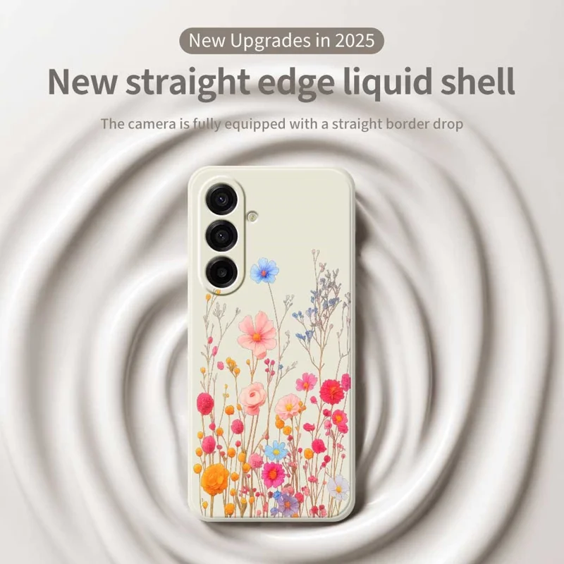 For Samsung Galaxy A17 5G / A17 4G Case Flower Branches Pattern Printing Straight Edge TPU Phone Back Cover - Black