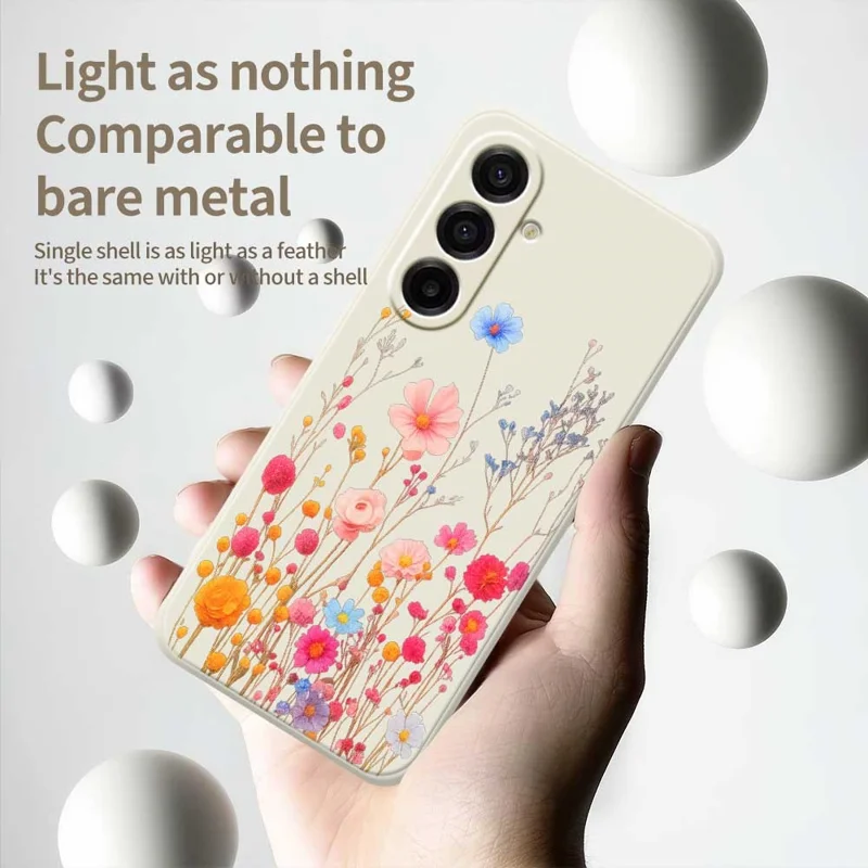 For Samsung Galaxy A17 5G / A17 4G Case Flower Branches Pattern Printing Straight Edge TPU Phone Back Cover - Black